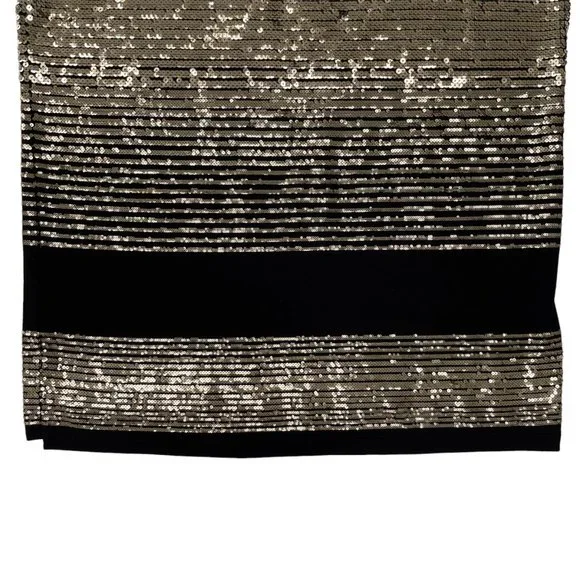 Saint Laurent Viscose/Polyester Sequin Striped T-shirt - Black Gold | Large - Picture 4 of 12